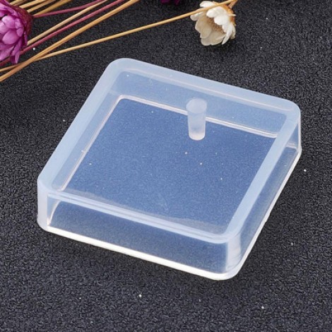 28x28x7mm Square Silicone Resin Pendant Mould with Hole