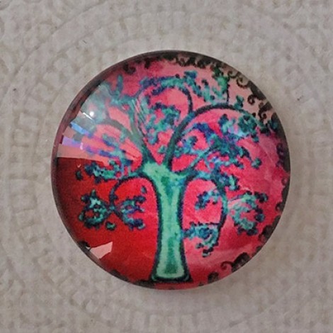 25mm Art Glass Backed Cabochons - Tree of Life 3 - Each 25mm Art Glass Backed Cabochons - Tree of Life 3 - Each