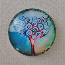 25mm Art Glass Backed Cabochons - Tree of Life 6 - Each