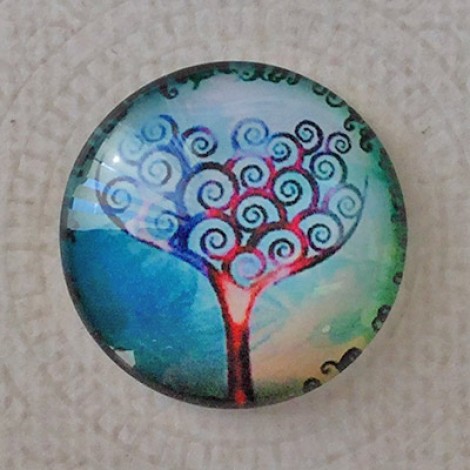 25mm Art Glass Backed Cabochons - Tree of Life 6 - Each 25mm Art Glass Backed Cabochons - Tree of Life 6 - Each