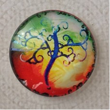 25mm Art Glass Backed Cabochons - Tree of Life 7 - Each