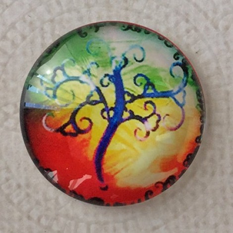 25mm Art Glass Backed Cabochons - Tree of Life 7 - Each 25mm Art Glass Backed Cabochons - Tree of Life 7 - Each