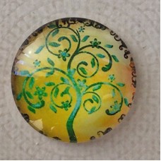 25mm Art Glass Backed Cabochons - Tree of Life 8 - Each