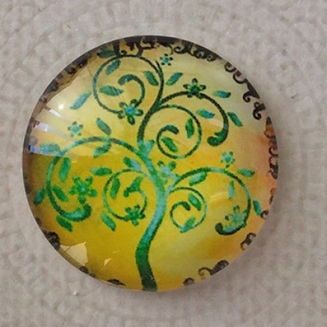 25mm Art Glass Backed Cabochons - Tree of Life 8 - Each 25mm Art Glass Backed Cabochons - Tree of Life 8 - Each