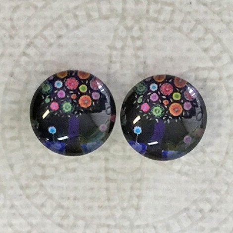 12mm Art Glass Backed Cabochons - Tree of Life 1