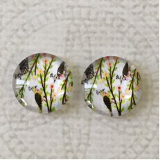 12mm Art Glass Backed Cabochons - Tree of Life 10 - Per Pair