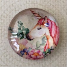 25mm Art Glass Backed Cabochons - Unicorn Design 4 - Each