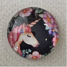 25mm Art Glass Backed Cabochons - Unicorn Design 9 - Each