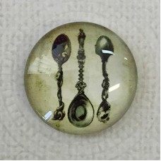 25mm Art Glass Backed Cabochons - Vintage Spoons - Each
