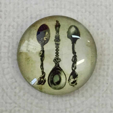 25mm Art Glass Backed Cabochons - Vintage Spoons
