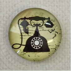 25mm Art Glass Backed Cabochons - Vintage Telephone - Each