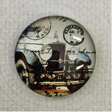 25mm Art Glass Backed Cabochons - Vintage Car - Each