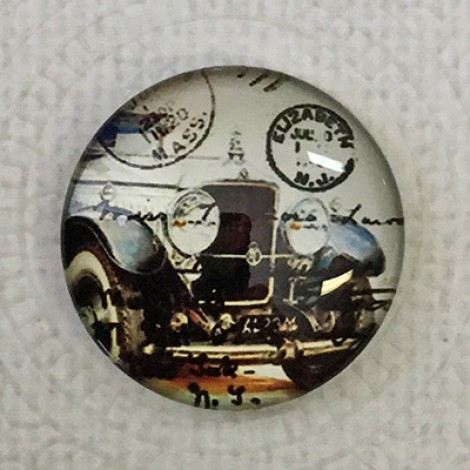 25mm Art Glass Backed Cabochons - Vintage Car - Each 25mm Art Glass Backed Cabochons - Vintage Car - Each