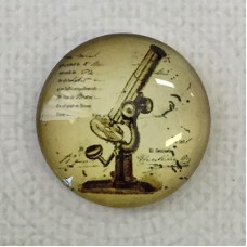 25mm Art Glass Backed Cabochons - Vintage Microscope - Each