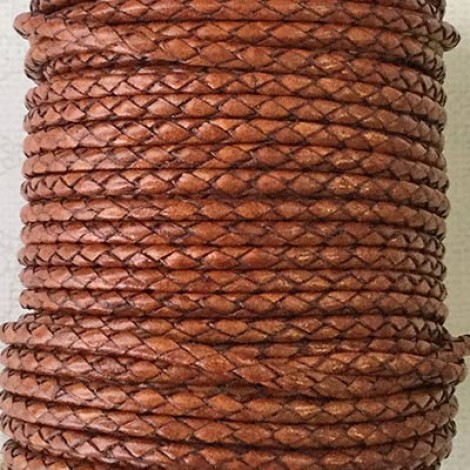 3mm Braided Euro Leather Cord - Whiskey
