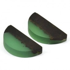 32x16mm Resin & Wood Semi-Circle Pendant w-2mm Hole - Green & Brown - Each