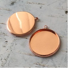 27mm (25mm ID) Rose Gold Plated Bezel Drops - Pack of 2