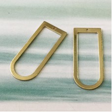 30x13x1mm Raw Brass D-Shape Connectors - Pack of 2