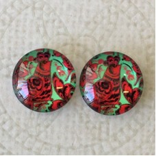 10mm Art Glass Cabochons - Flower Mix 6 - Per Pair