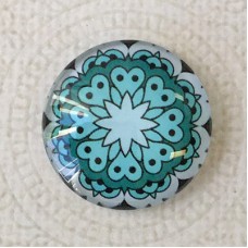 25mm Art Glass Backed Cabochons - Blue Mandala 11 - Each