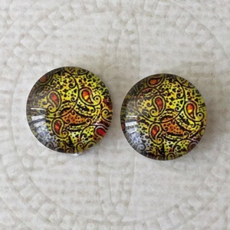 12mm Art Glass Backed Cabochons -  Paisley Designs 6