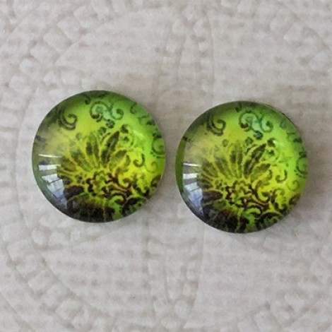 12mm Art Glass Backed Cabochons -  Paisley Designs 7