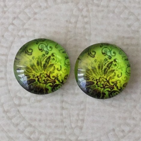 12mm Art Glass Backed Cabochons - Paisley Designs 7 - Per Pair 12mm Art Glass Backed Cabochons - Paisley Designs 7 - Per Pair