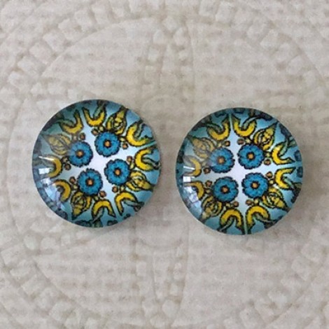 12mm Art Glass Backed Cabochons -  Paisley Designs 9