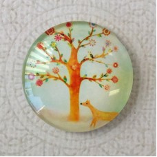30mm Art Glass Backed Cabochons - Tree of Life 10 - each