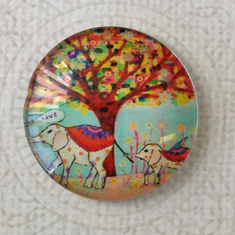 30mm Art Glass Backed Cabochons - Tree of Life 13 - each 30mm Art Glass Backed Cabochons - Tree of Life 13 - each