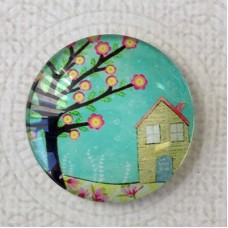 30mm Art Glass Backed Cabochons - Tree of Life 15 - each