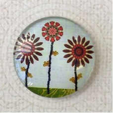 30mm Art Glass Backed Cabochons - Tree of Life 7 - each