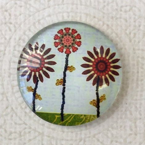 30mm Art Glass Backed Cabochons - Tree of Life 7 - each 30mm Art Glass Backed Cabochons - Tree of Life 7 - each