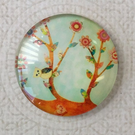 30mm Art Glass Backed Cabochons - Tree of Life 9