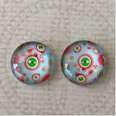 12mm Art Glass Backed Cabochons -  Smile Designs 2 - Per Pair
