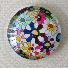 25mm Art Glass Backed Cabochons - Smile Designs 1 - Each