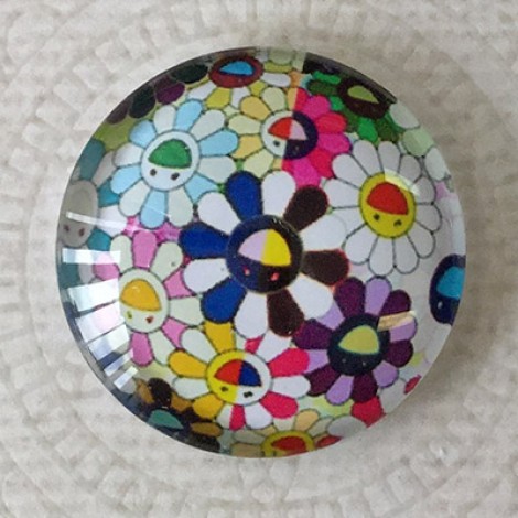 25mm Art Glass Backed Cabochons - Smile Designs 1 - Each