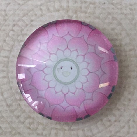 25mm Art Glass Backed Cabochons - Smile Designs 10 - Each