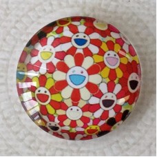 25mm Art Glass Backed Cabochons - Smile Designs 11 - Each
