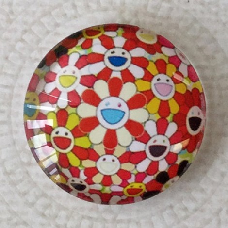 25mm Art Glass Backed Cabochons - Smile Designs 11 - Each 25mm Art Glass Backed Cabochons - Smile Designs 11 - Each