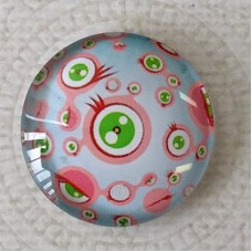 25mm Art Glass Backed Cabochons - Smile Designs 2 - Each