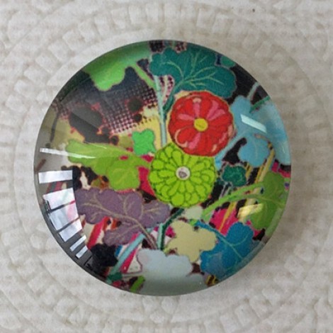 25mm Art Glass Backed Cabochons - Smile Designs 3 - Each 25mm Art Glass Backed Cabochons - Smile Designs 3 - Each