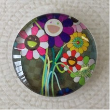 25mm Art Glass Backed Cabochons - Smile Designs 5 - Each