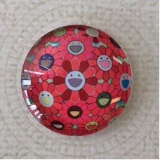 25mm Art Glass Backed Cabochons - Smile Designs 7 - Each