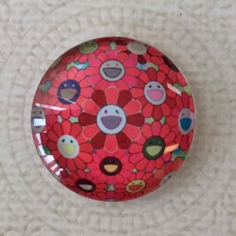 25mm Art Glass Backed Cabochons - Smile Designs 7 - Each 25mm Art Glass Backed Cabochons - Smile Designs 7 - Each