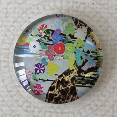25mm Art Glass Backed Cabochons - Smile Designs 8 - Each