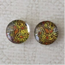 10mm Art Glass Backed Cabochons - Spring Designs 6 - Per Pair