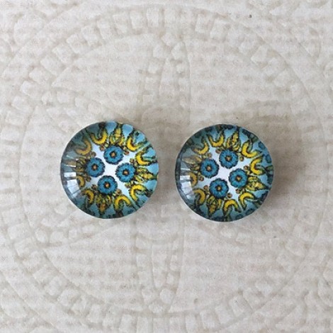 10mm Art Glass Backed Cabochons - Spring Designs 9