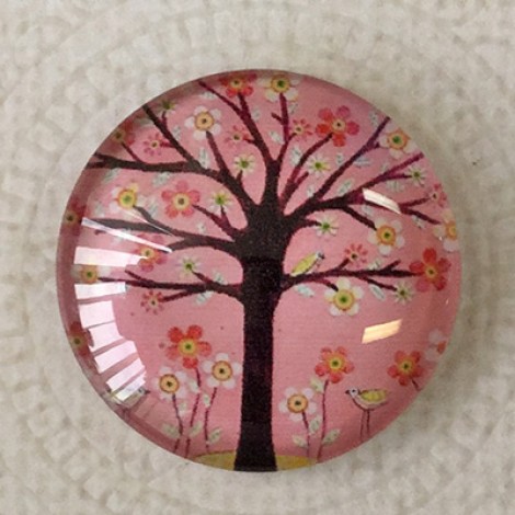 25mm Art Glass Backed Cabochons - Flora 27 - Pack of 5