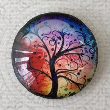 30mm Art Glass Backed Cabochons - Magical Tree of Life - each